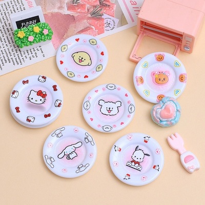 卡通KT玉桂狗小动物食玩盘子树脂配件diy奶油胶钥匙扣冰箱贴饰品