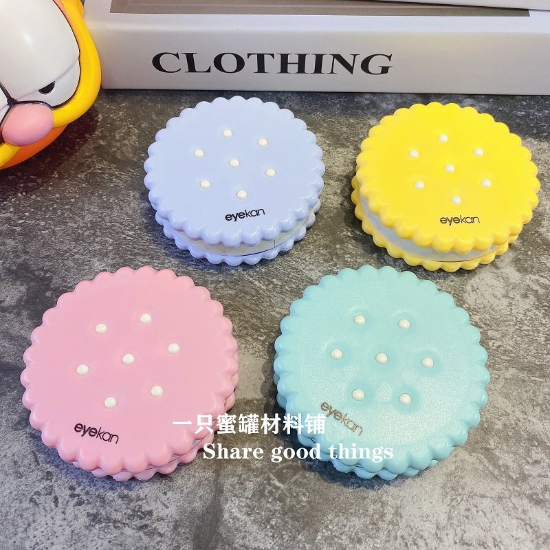 美瞳盒隐形眼镜盒饼干圆形奥利奥伴侣盒DIY奶油胶材料配件素材