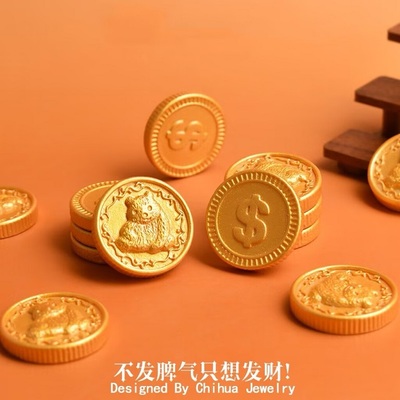 仿真熊猫金币美元钱币树脂配件DIY冰箱贴新年场景装饰材料饰品