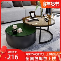 北欧茶几桌客厅家用小户型现代简约轻奢移动伸缩组合圆形玻璃茶几