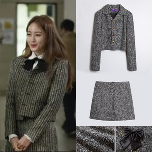 春新款韩剧定制美女的诞生韩艺瑟莎拉同款衬衫亮片外套短裙套装