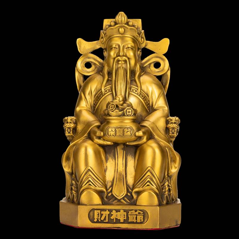 纯铜财神爷大号佛像桌面摆件玄关家用供奉店铺开业铜像比干文财神