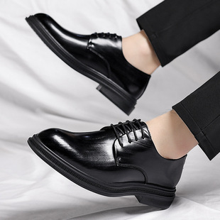 搭配西装的鞋子内增高皮鞋青年男士大学生应聘面试高跟鞋子德比鞋