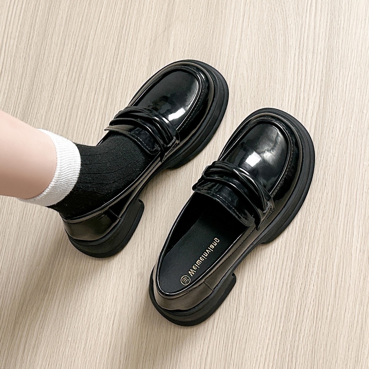 厚底乐福鞋女法式玛丽珍