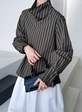 秋冬新款韩版百搭条纹衬衫女新品时尚网红流行衬衫女250120
