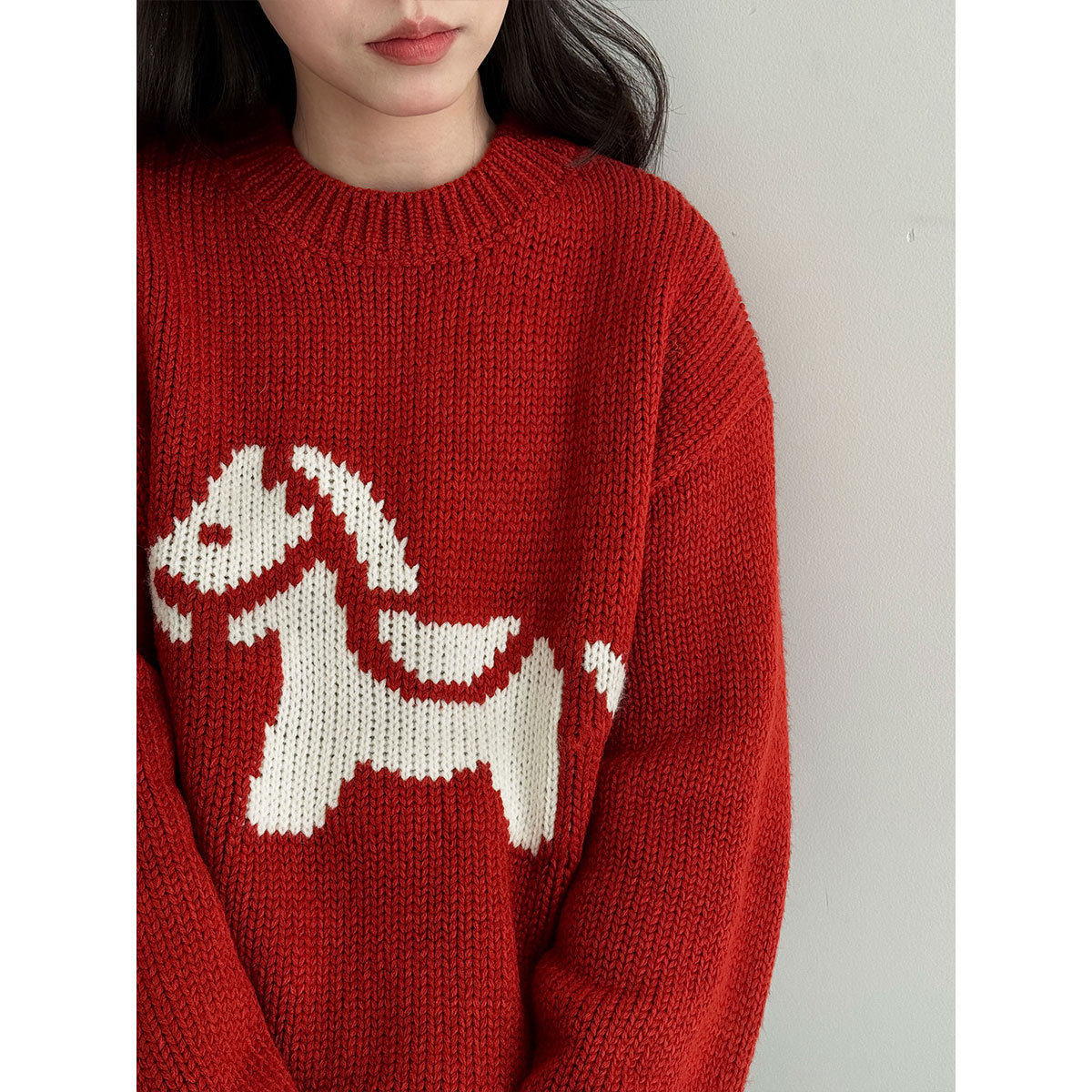 韩系卡通小马圆领羊毛针织衫女冬季新款慵懒风百搭毛衣ss962,女装/女士精品,毛衣,淘宝优惠券,粉丝福利购,淘宝优惠卷