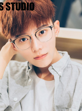 近视眼镜框专业配度数男网红款日系潮复古半框防辐射眼镜女眼镜架