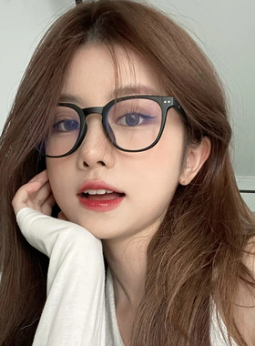 超轻防蓝光素颜黑框眼镜近视女可配变色度数韩版潮圆脸眼镜框显瘦