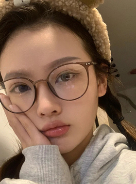 茶色眼镜近视女可配有度数防蓝光大脸显瘦透明素颜眼睛框镜架超轻