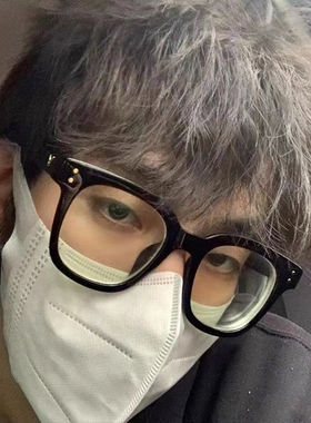 超轻日系黑框眼镜框男潮圆脸TR90大框可配度数镜片近视眼镜女方形