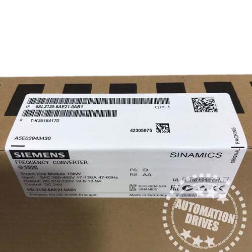 议价6SL3130-6AE21-0AB1 变频器 10kW Smart Line Module维修