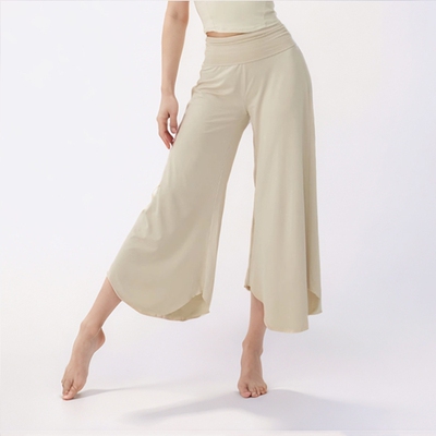 浮云瑜伽裤高腰宽松显瘦阔腿训练裤高弹透气轻薄外穿舞蹈长裤女夏