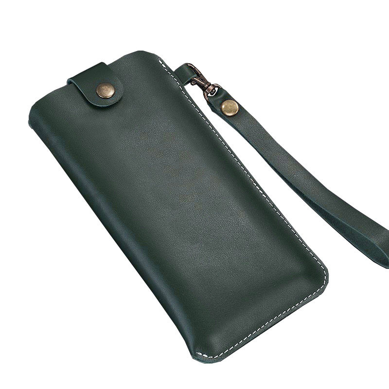 直插式真皮手机套手拿牛皮袋竖款超薄抽拉款手机包2024新款钱包款