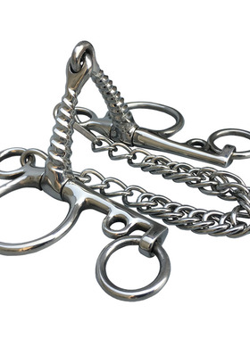 马具不锈钢螺旋马嚼子刹不住马用 烈马口衔铁 13.3cm Pelham Bit