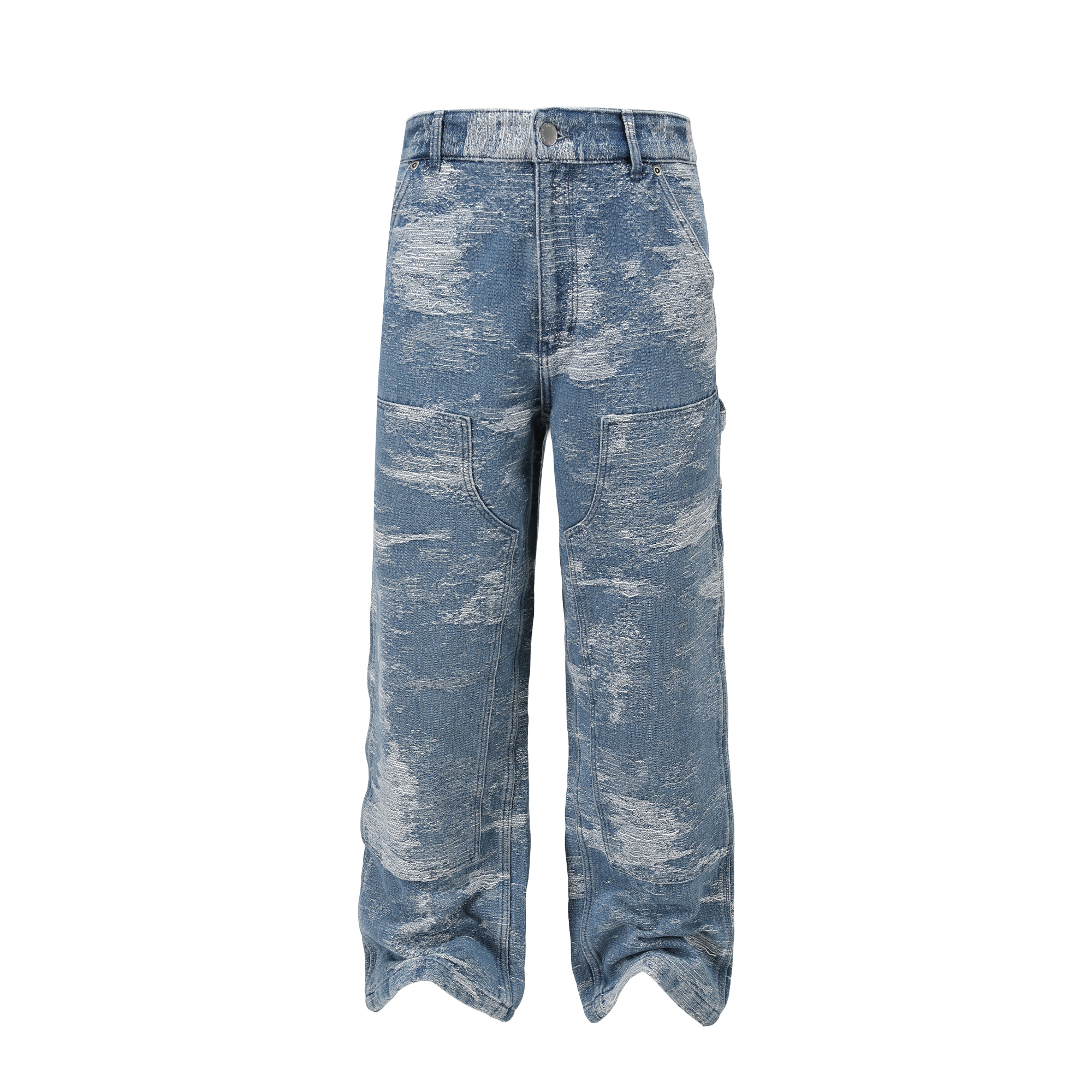 SOLID提花水洗牛仔伐木工装长裤