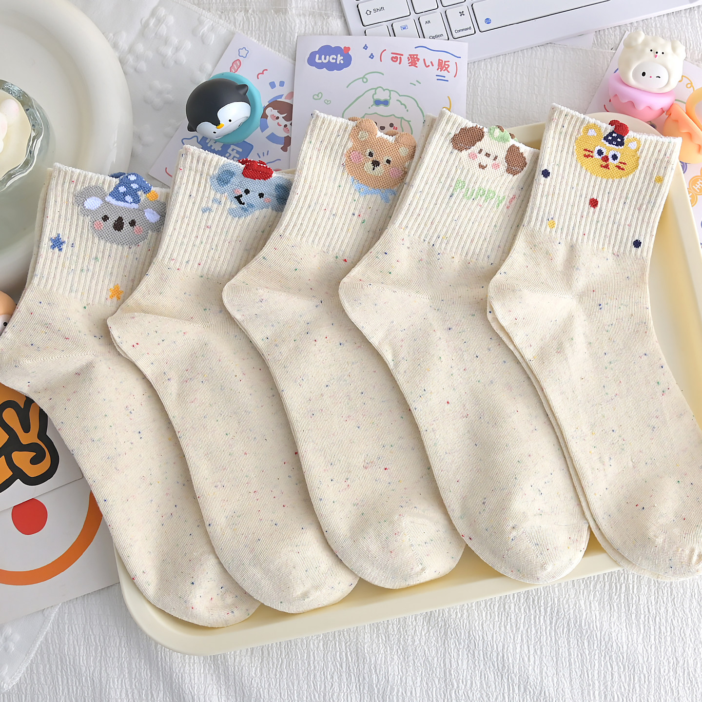 卡通袜子女中筒袜秋冬季厚款点子纱棉袜可爱小动物日系ins潮2025,女士内衣/男士内衣/家居服,中筒袜,淘宝优惠券,粉丝福利购,淘宝优惠卷