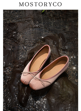 Mostoryco|纯手工意大利雾面真丝绸缎复古芭蕾鞋女浅口平底单鞋子