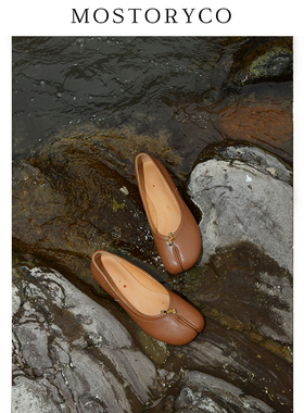 Mostoryco|白雾擦蜡平底真皮大底分趾鞋经典款猪蹄鞋浅口夹趾单鞋