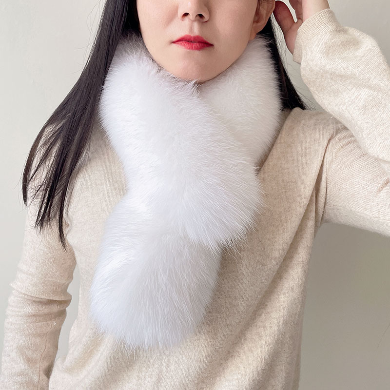 狐狸毛围巾女冬季加厚双面百搭简约气质护颈仿皮草獭兔毛毛领围脖