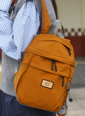 机能风橙色双肩包女学生便携小巧超轻户外登山包多功能小背包防水