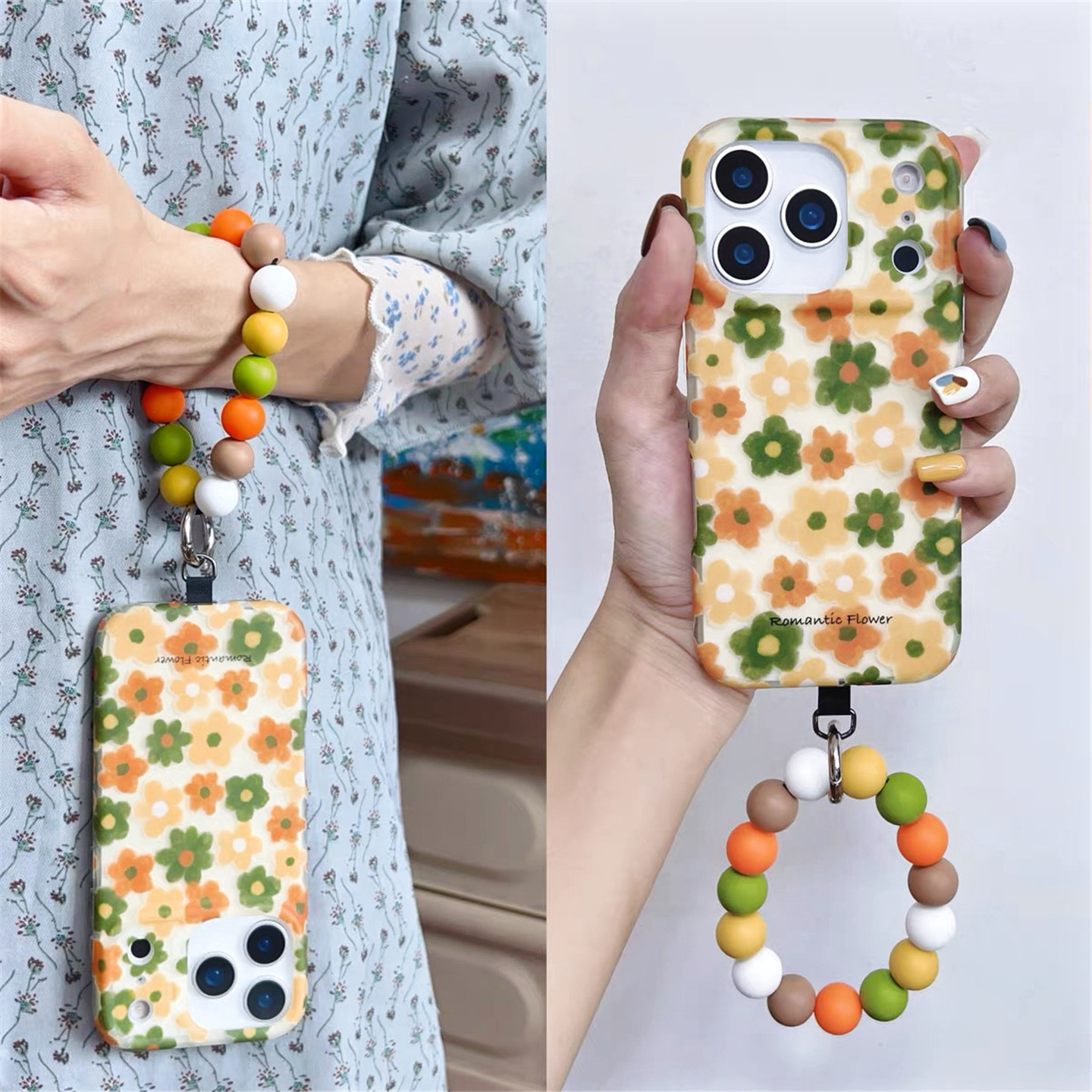 田园风复古碎花手拎手机壳