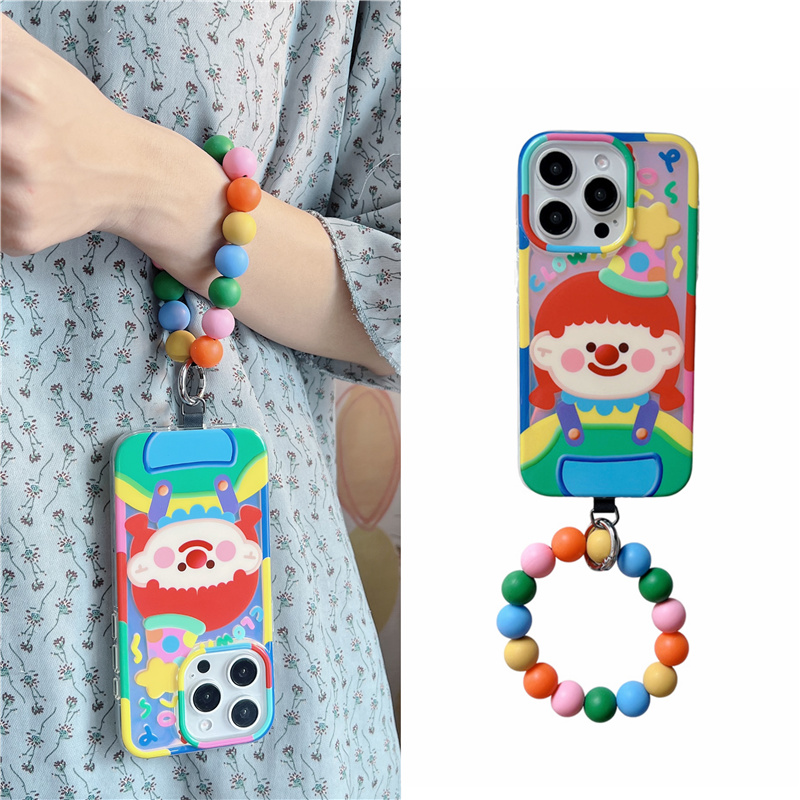 彩色多巴胺小丑女孩手拎圆环软壳