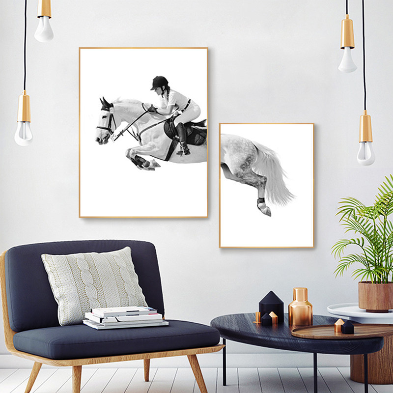 轻奢客厅装饰画马创意组合墙画现代简约卧室壁画北欧餐厅玄关挂画