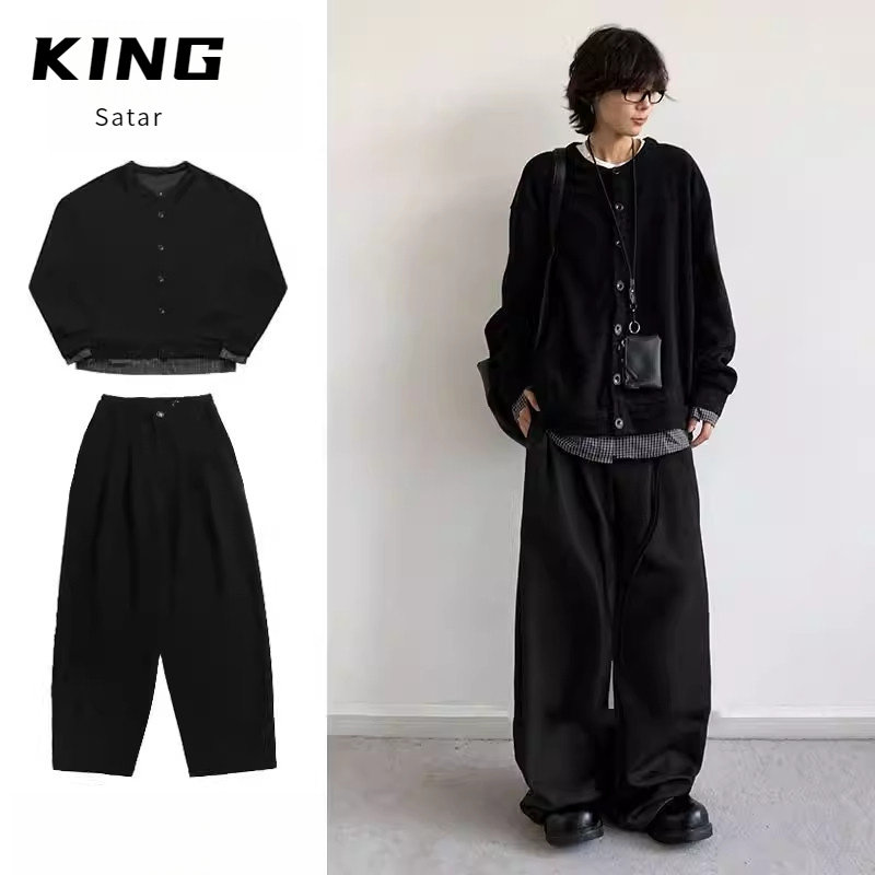 日系复古假两件卫衣男女生学院风宽松长袖上衣中性风开衫外套套装,男装,其他套装,淘宝优惠券,粉丝福利购,淘宝优惠卷