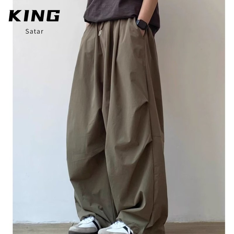 男女百搭直筒松紧腰休闲长裤子