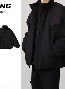 美式cleanfit廓形立领夹克男秋冬新款保暖宽松休闲冲锋衣外套潮牌