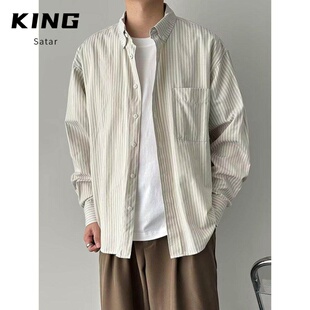 潮流百搭休闲外套 日系港风ins宽松衬衣男生夏季 2026字母长袖 衬衫