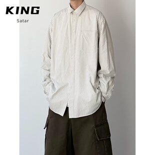 潮流百搭休闲外套 日系港风ins宽松衬衣男生夏季 2026字母长袖 衬衫