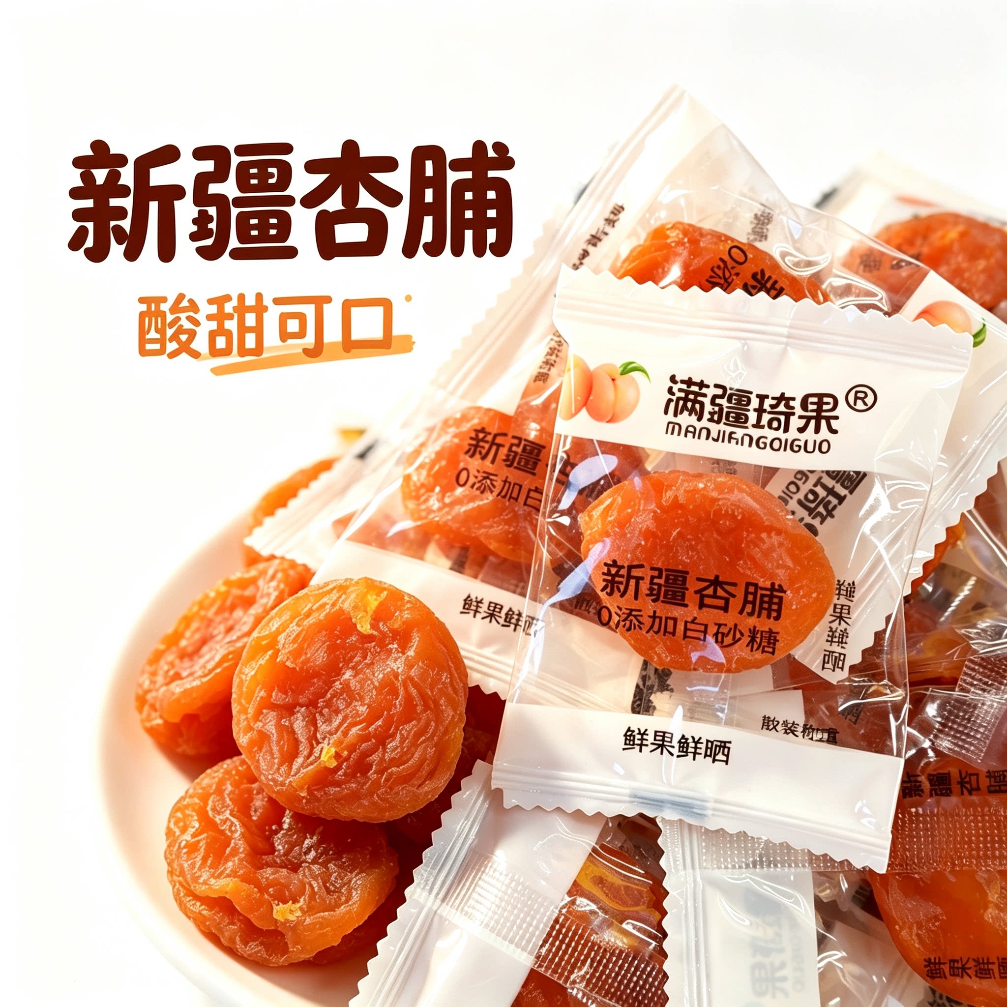 新疆特产无核杏干杏脯黄杏零食独立包装干净卫生酸甜可口干净卫生