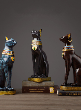 欧式风格树脂工艺品埃及猫创意个性摆件家居客厅电视柜玄关装饰品