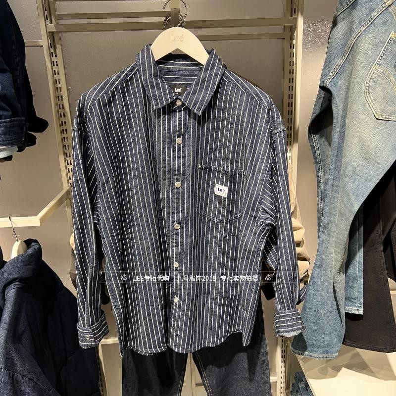 Lee正品 2026款男士翻领条纹牛仔长袖衬衫LMT011942210866-898L00