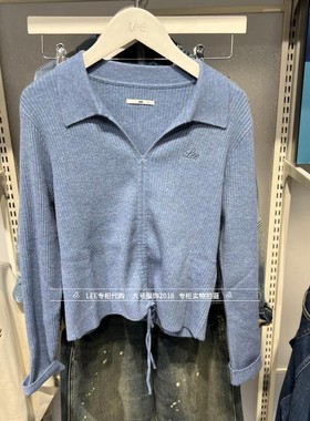 Lee正品2025秋冬款女士V领抽绳毛衣针织衫LWT011367209248-A07863