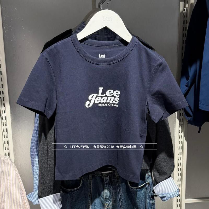 lee正品2026新款女士圆领印花短款短袖T恤LWT012534211000-A09735
