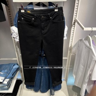 Lee正品2024新款女士433修身黑色牛仔裤 LWB100433100074-A05048