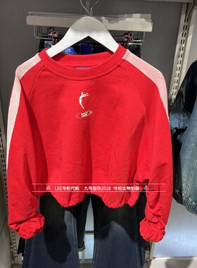 Lee正品25春季女士联名红色圆领套头卫衣LWT010345201764-A07955