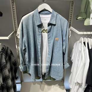 Lee正品2024款男士皮标宽松长袖牛仔衬衫 LMT0078065FQ00F-A06009