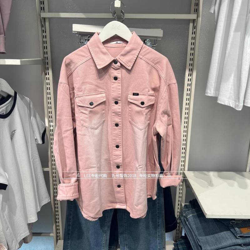 Lee正品 2025秋款女士粉宽松牛仔衬衫外套LWT011252204604-A09137