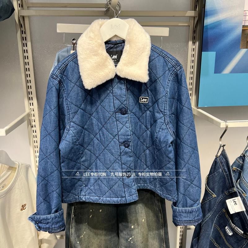Lee正品 2025秋冬款女士毛领牛仔夹克外套LWT0112096DE00F-A09120