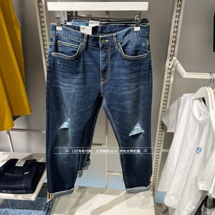 Lee正品2024春夏男士705小直脚破洞牛仔裤LMB241705100333-A05961