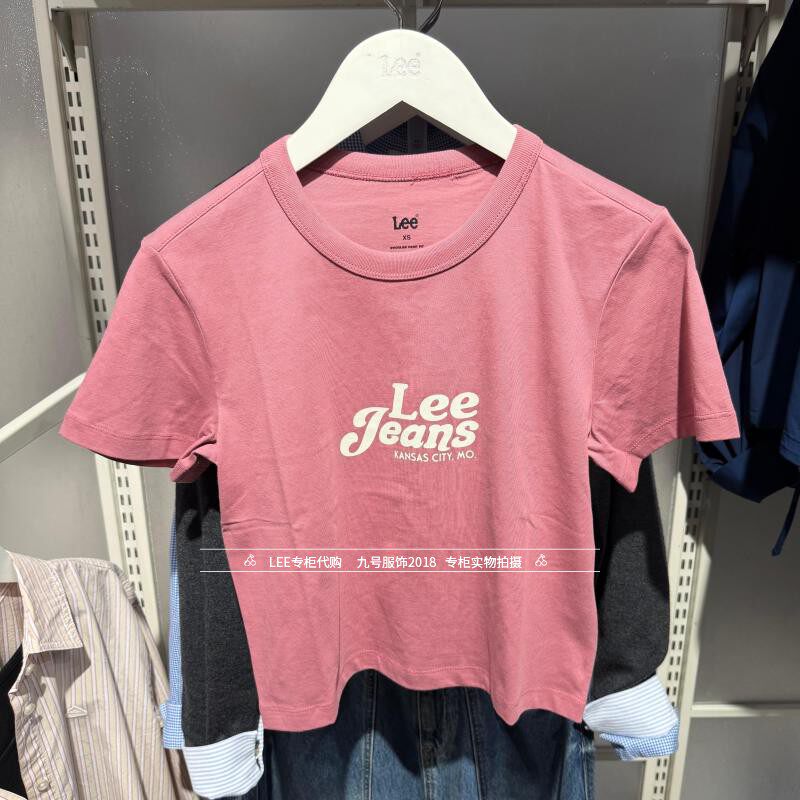 lee正品2026新款女士圆领印花纯棉短袖T恤LWT012534211000-A09720