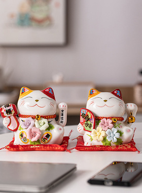 招财猫陶瓷家居摆件创意日式发财猫小存钱罐店铺开业活动礼品批发