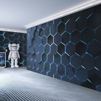 科技感墙纸3d立体蜂窝状背景墙装饰健身房网咖生物公司办公室壁纸