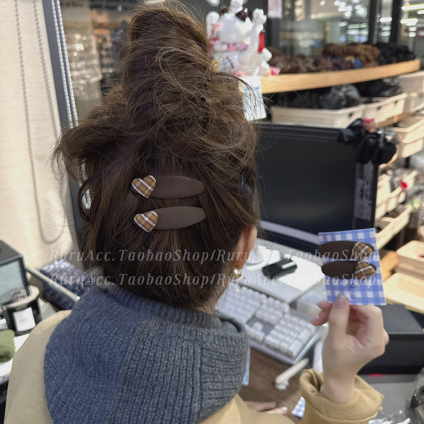 小众复古咖色格纹爱心掰掰夹发夹韩国少女刘海侧边夹后脑勺碎发夹,饰品/流行首饰/时尚饰品新,发饰,淘宝优惠券,粉丝福利购,淘宝优惠卷