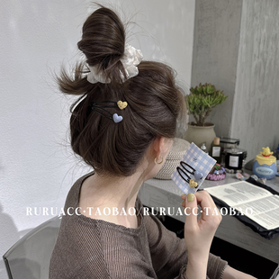 韩系少女布艺小爱心发夹掰掰夹洋气简约刘海碎发夹边夹后脑勺头夹