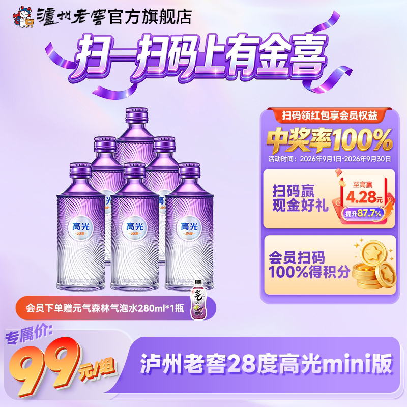 【新品尝鲜】泸州老窖28度高光mini版6支装（50ml*6）白酒
