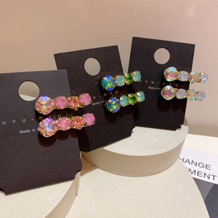 韩国发饰发夹亮晶晶炫彩奶油水钻小号鸭嘴夹对夹甜美刘海碎发边夹